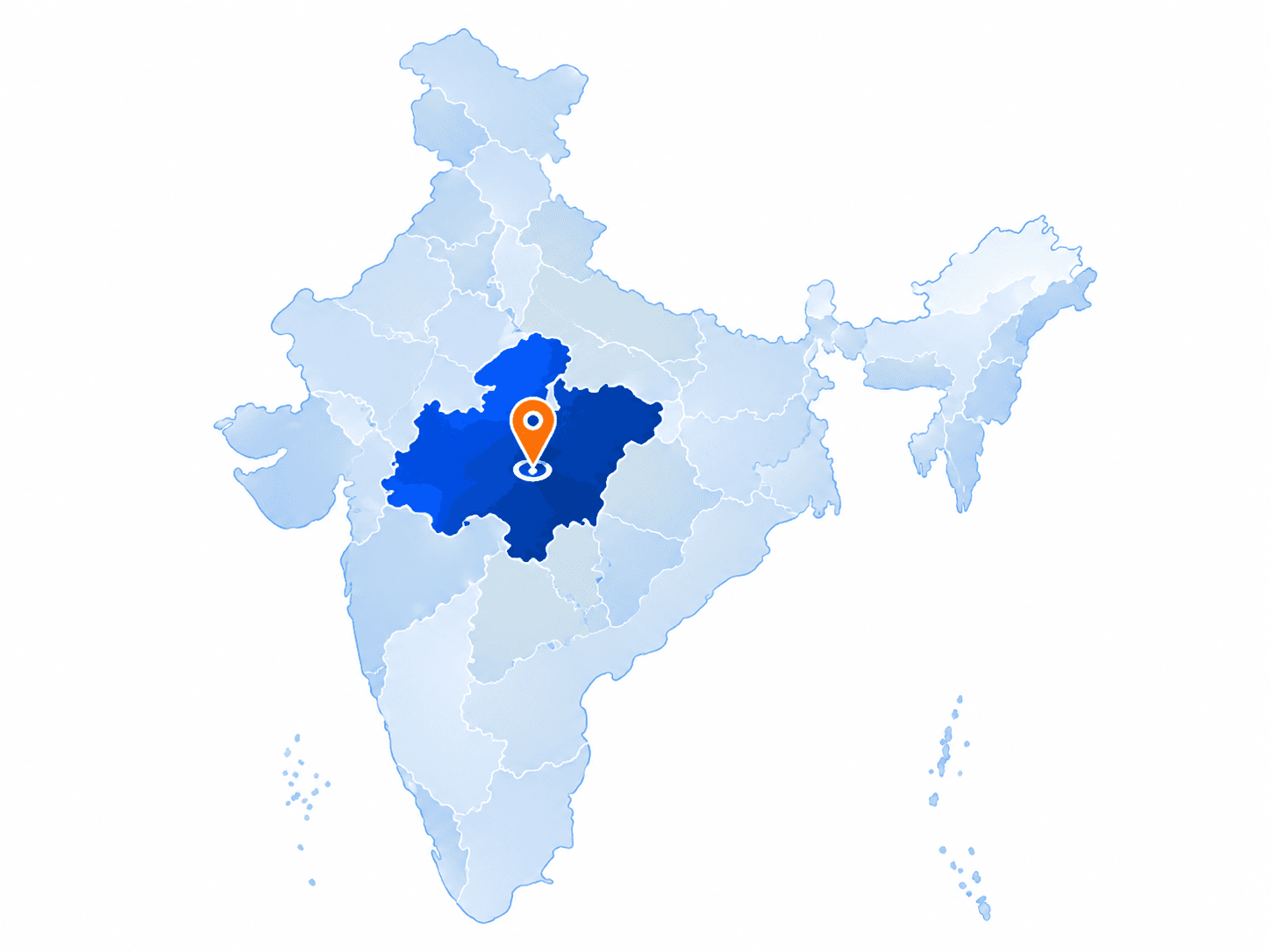 India map highlighting Madhya Pradesh and Bhopal